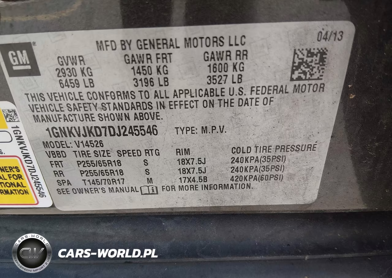 2013 Chevrolet Traverse 2Lt VIN:1GNKVJKD7DJ245546 - 9