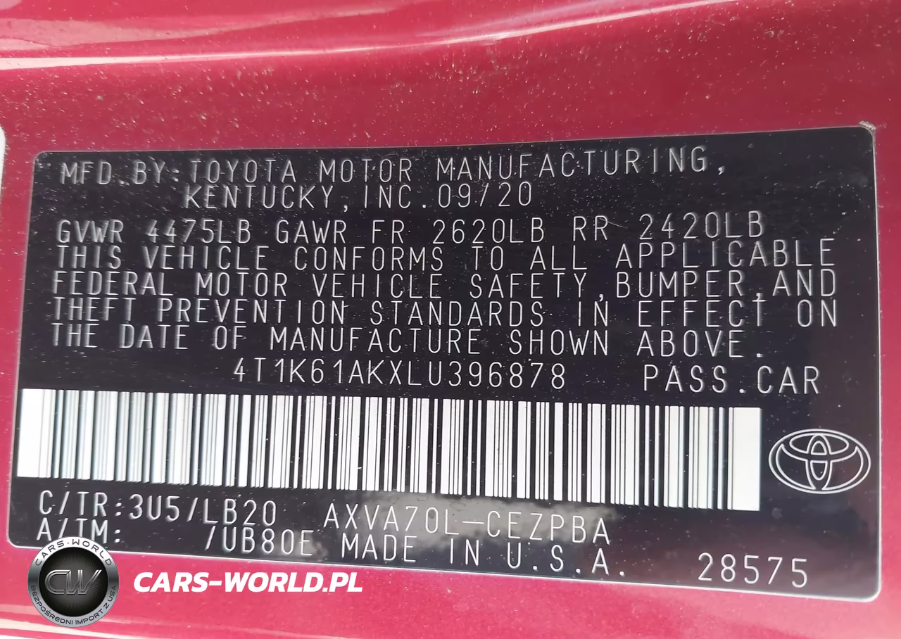 2020 Toyota Camry Xse VIN:4T1K61AKXLU396878 - 9