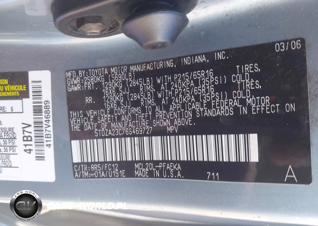 2006 Toyota Sienna Le VIN:5TDZA23C76S469727 - 9