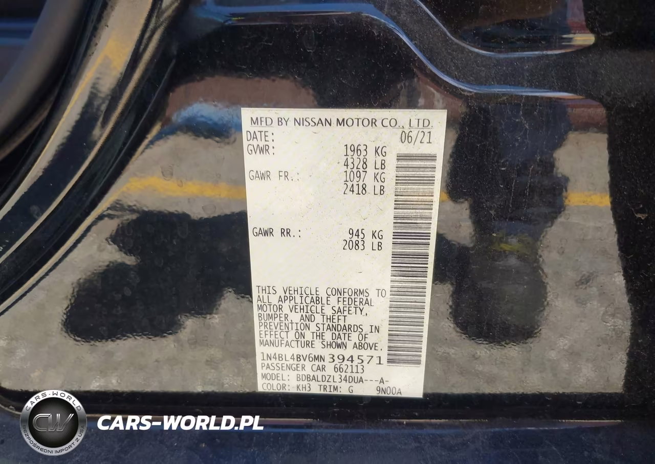 2021 Nissan Altima S Fwd VIN:1N4BL4BV6MN394571 - 9