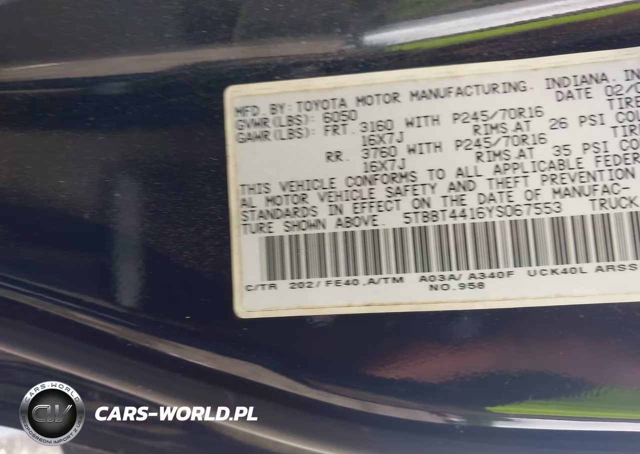 2000 Toyota Tundra Sr5 V8 VIN:5TBBT4416YS067553 - 9