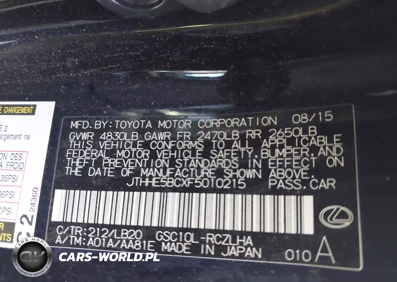 2015 Lexus Rc 350 VIN:JTHHE5BCXF5010215 - 9