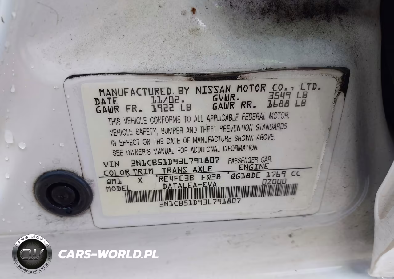 2003 Nissan Sentra Xe VIN:3N1CB51D93L791807 - 9