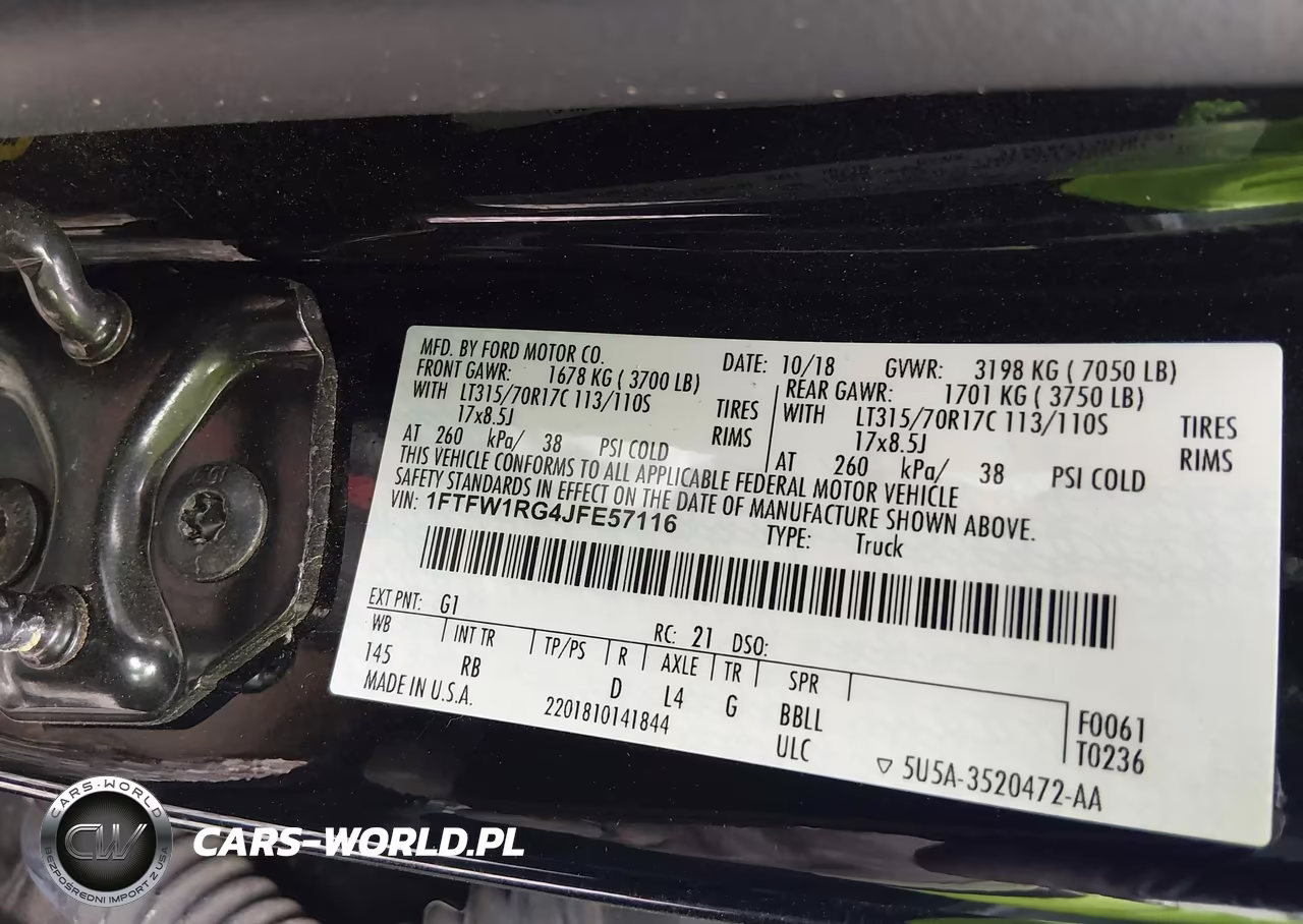 2018 Ford F-150 Raptor VIN:1FTFW1RG4JFE57116 - 9