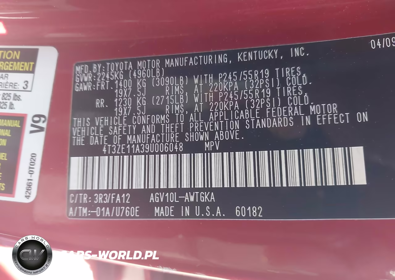 2009 Toyota Venza VIN:4T3ZE11A39U006048 - 9