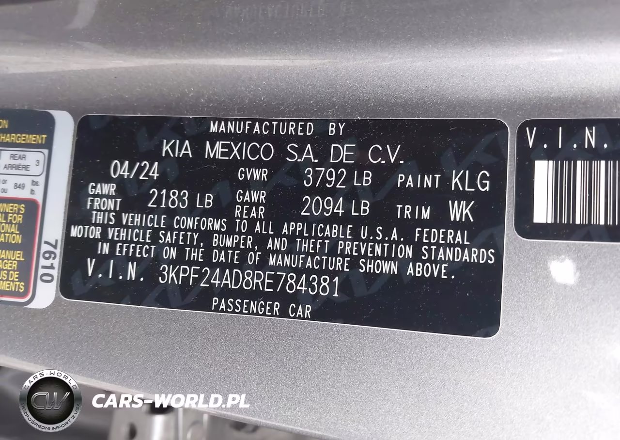 2024 Kia Forte Lxs VIN:3KPF24AD8RE784381 - 9