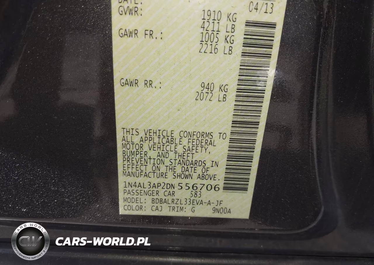 2013 Nissan Altima 2.5 S VIN:1N4AL3AP2DN556706 - 9