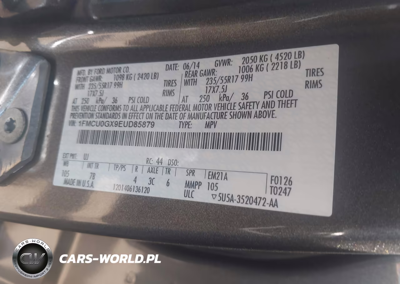 2014 Ford Escape Se VIN:1FMCU0GX9EUD85879 - 9