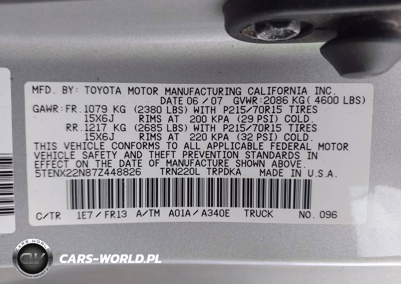 2007 Toyota Tacoma VIN:5TENX22N87Z448826 - 9