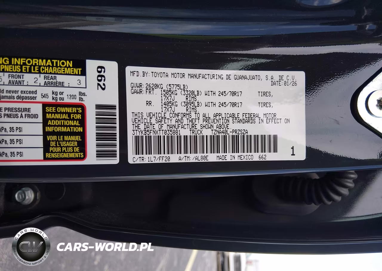 2026 Toyota Tacoma Sr5 VIN:3TYKB5FNXTT035881 - 9