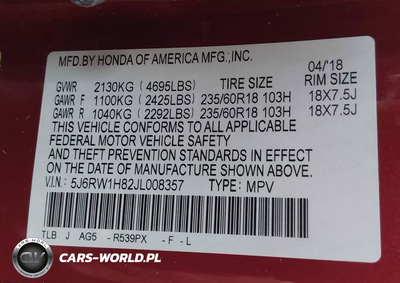 2018 Honda Cr-V Ex-L-Ex-L Navi VIN:5J6RW1H82JL008357 - 9
