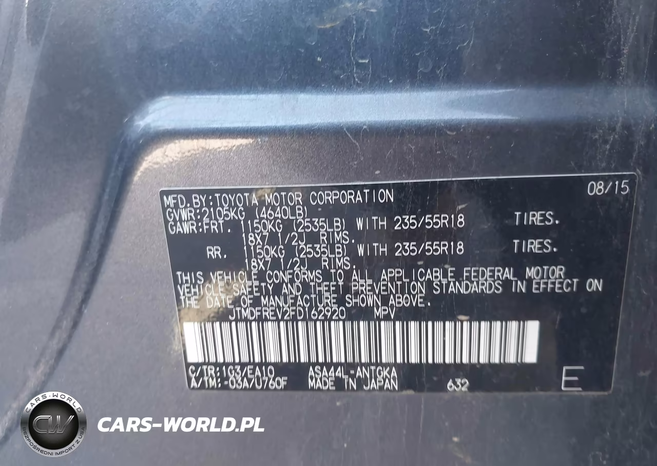 2015 Toyota Rav4 Limited VIN:JTMDFREV2FD162920 - 9