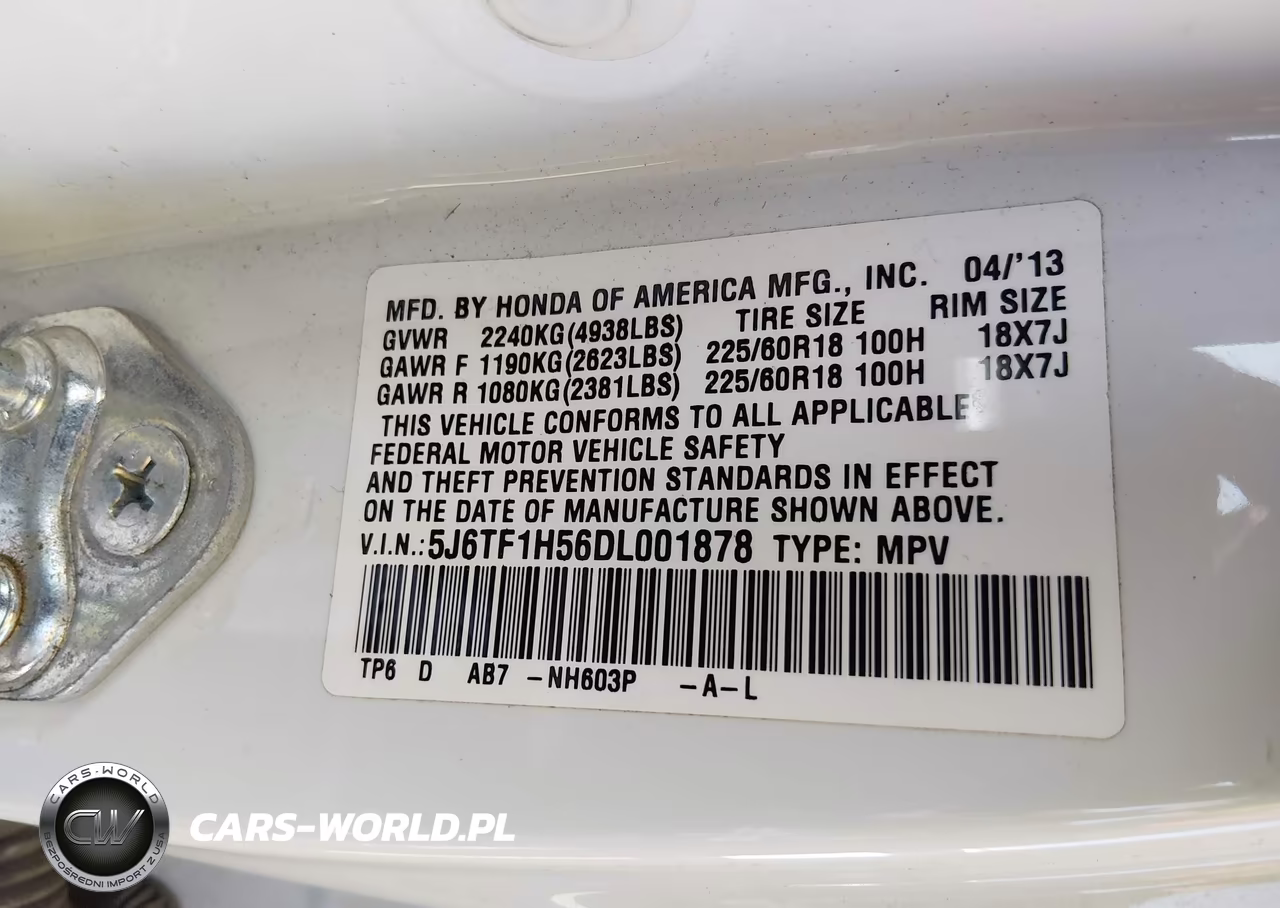 2013 Honda Crosstour Ex-L V6 VIN:5J6TF1H56DL001878 - 9