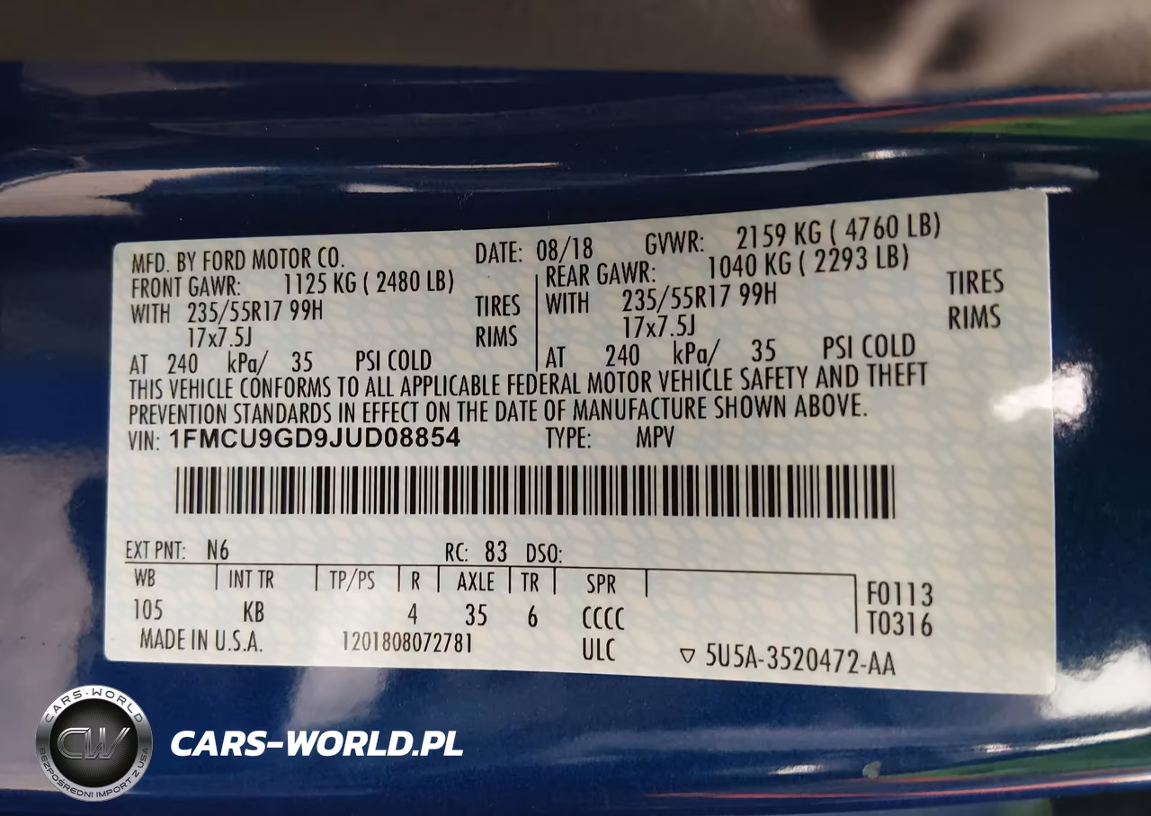 2018 Ford Escape Se VIN:1FMCU9GD9JUD08854 - 9