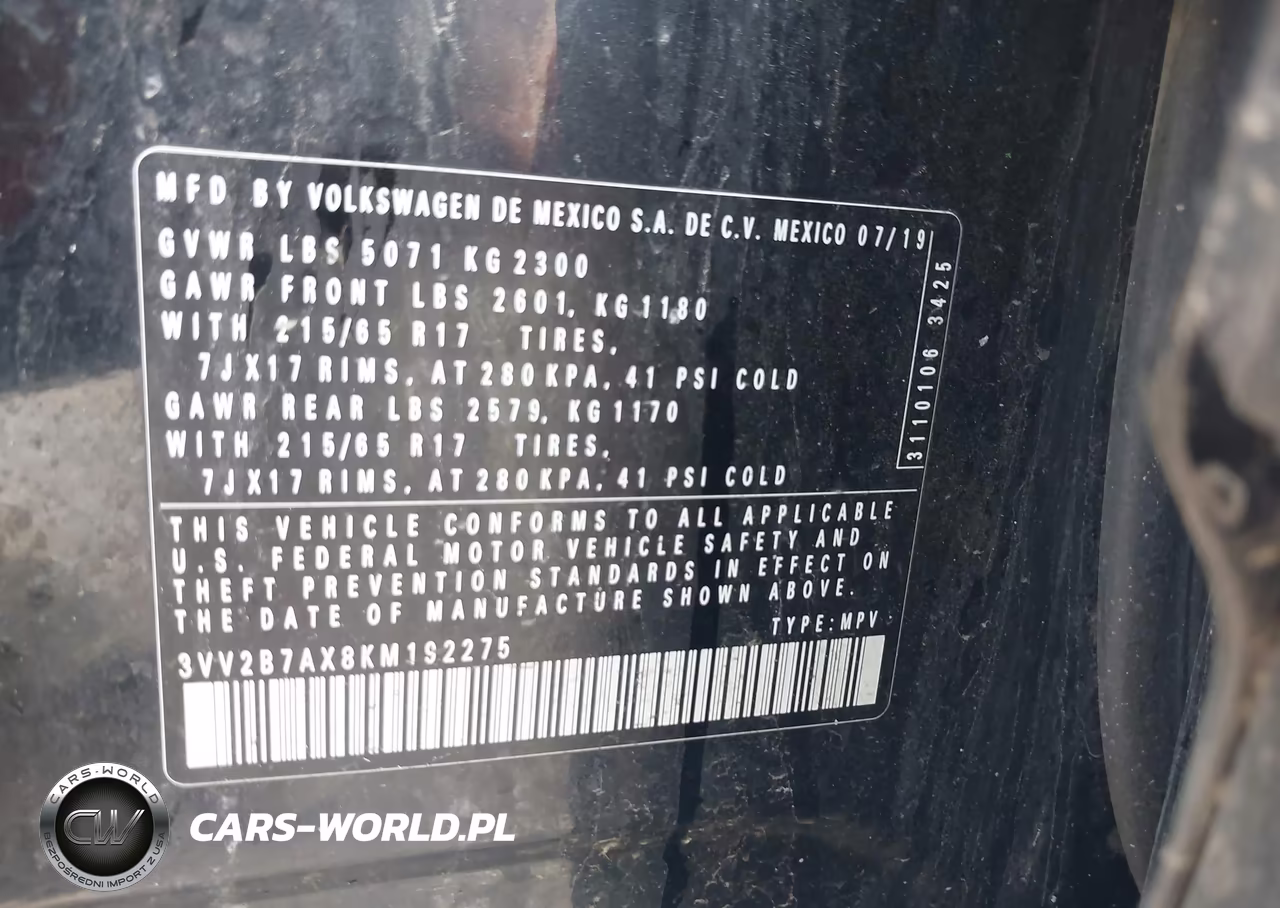 2019 Volkswagen Tiguan 2.0T Se-2.0T Sel-2.0T Sel R-Line-2.0T Sel R-Line Black VIN:3VV2B7AX8KM192275 - 9