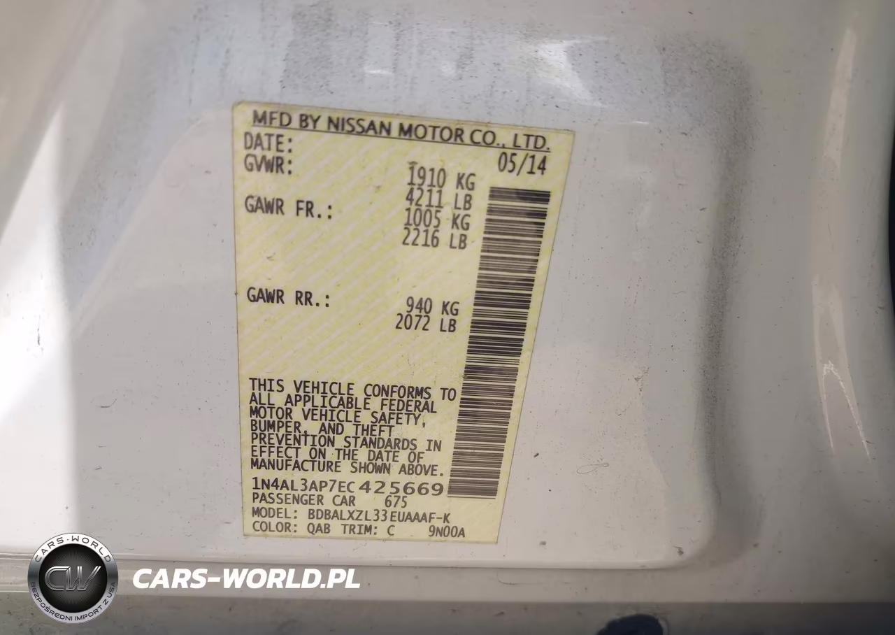 2014 Nissan Altima 2.5 Sl VIN:1N4AL3AP7EC425669 - 9