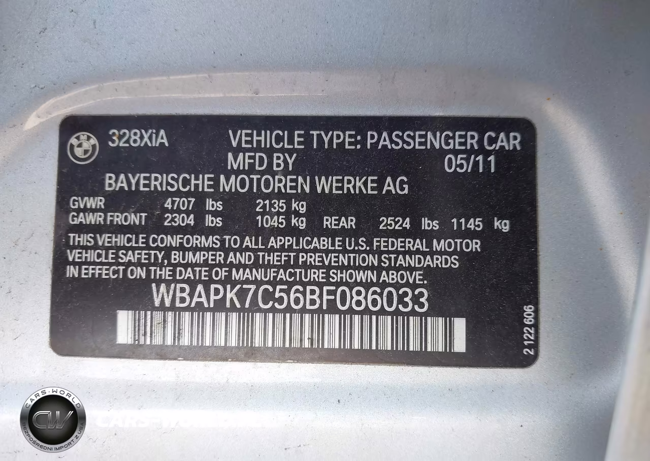 2011 BMW 328I xDrive VIN:WBAPK7C56BF086033 - 9