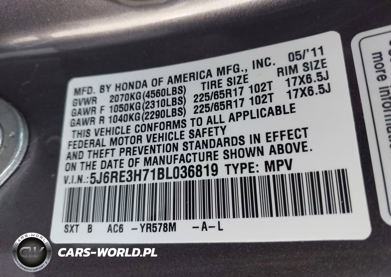 2011 Honda Cr-V Ex-L VIN:5J6RE3H71BL036819 - 9
