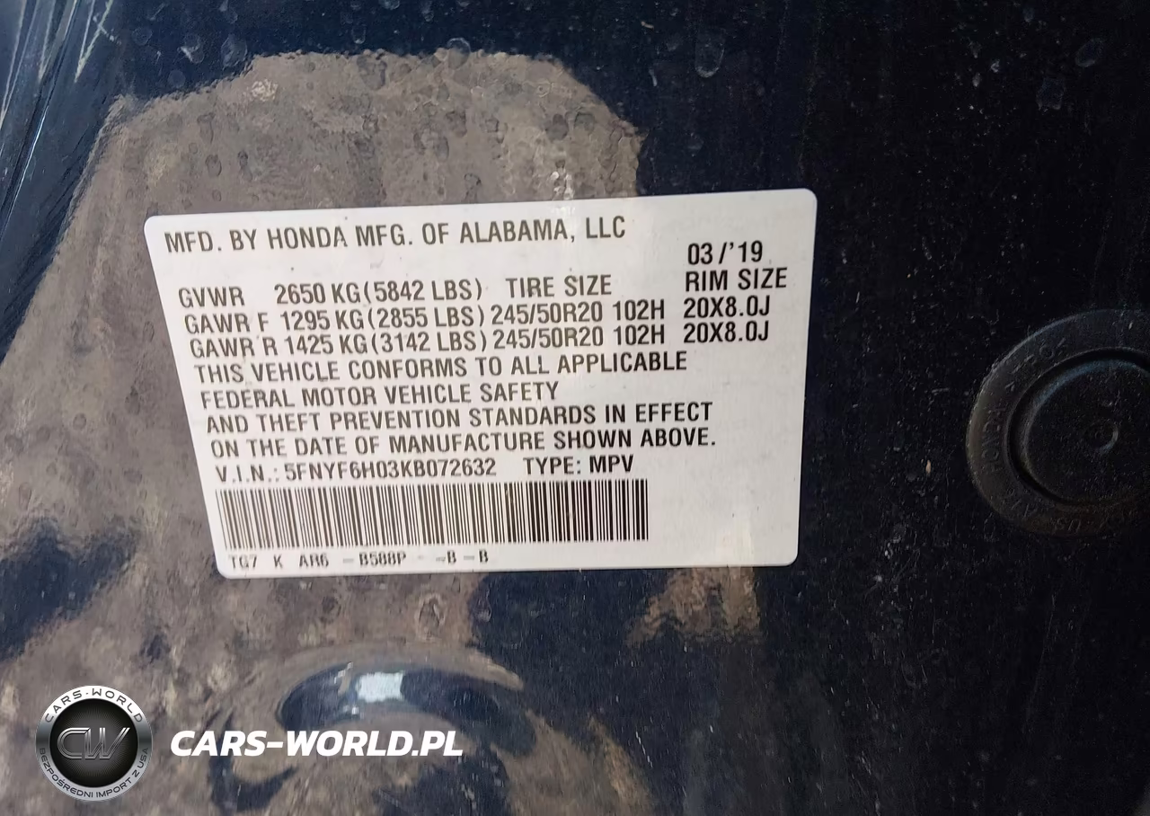 2019 Honda Pilot Elite VIN:5FNYF6H03KB072632 - 9