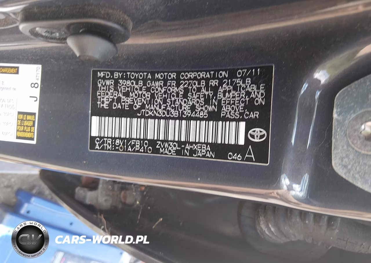 2011 Toyota Prius Two VIN:JTDKN3DU3B1394485 - 9