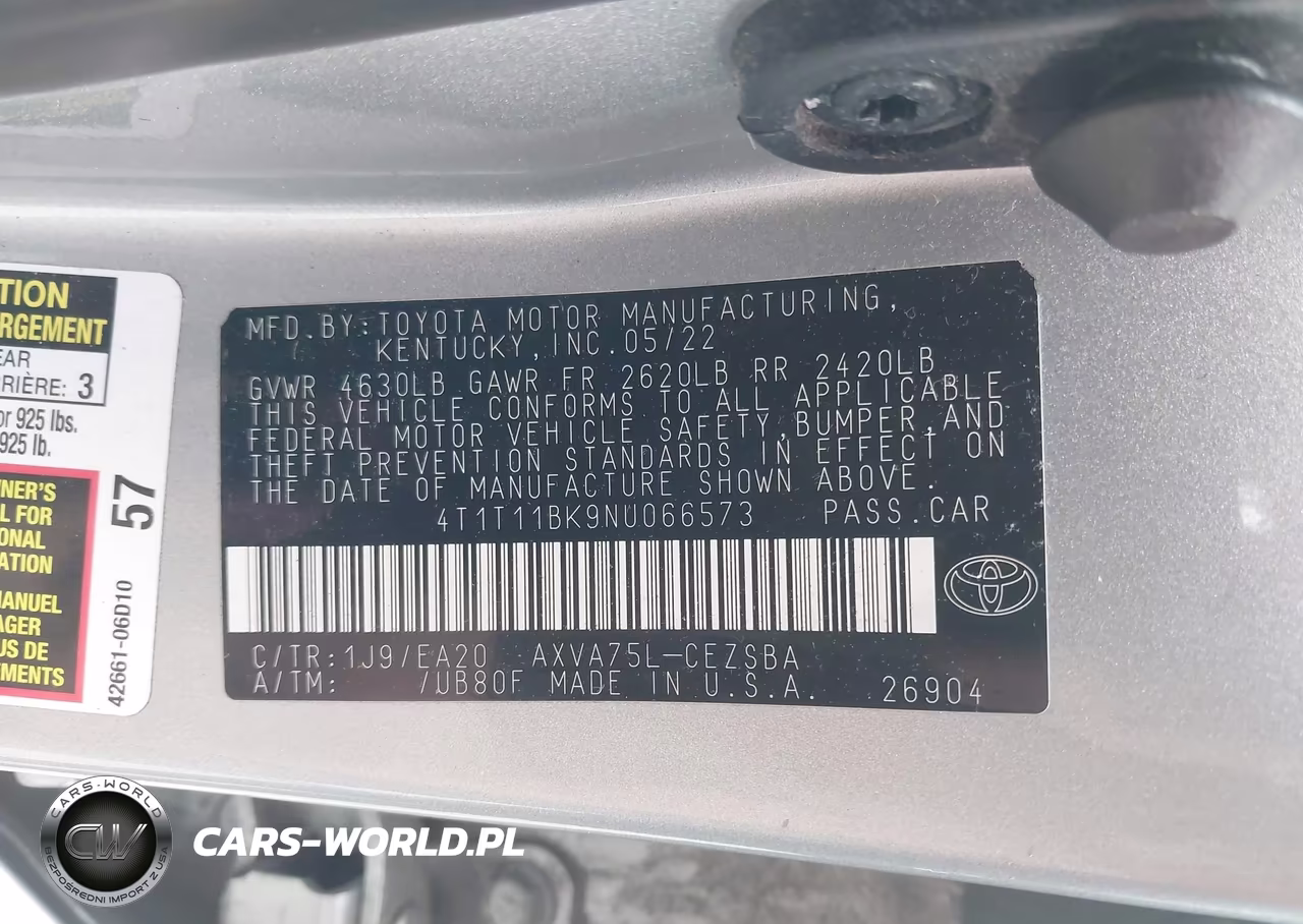 2022 Toyota Camry Se Awd VIN:4T1T11BK9NU066573 - 9