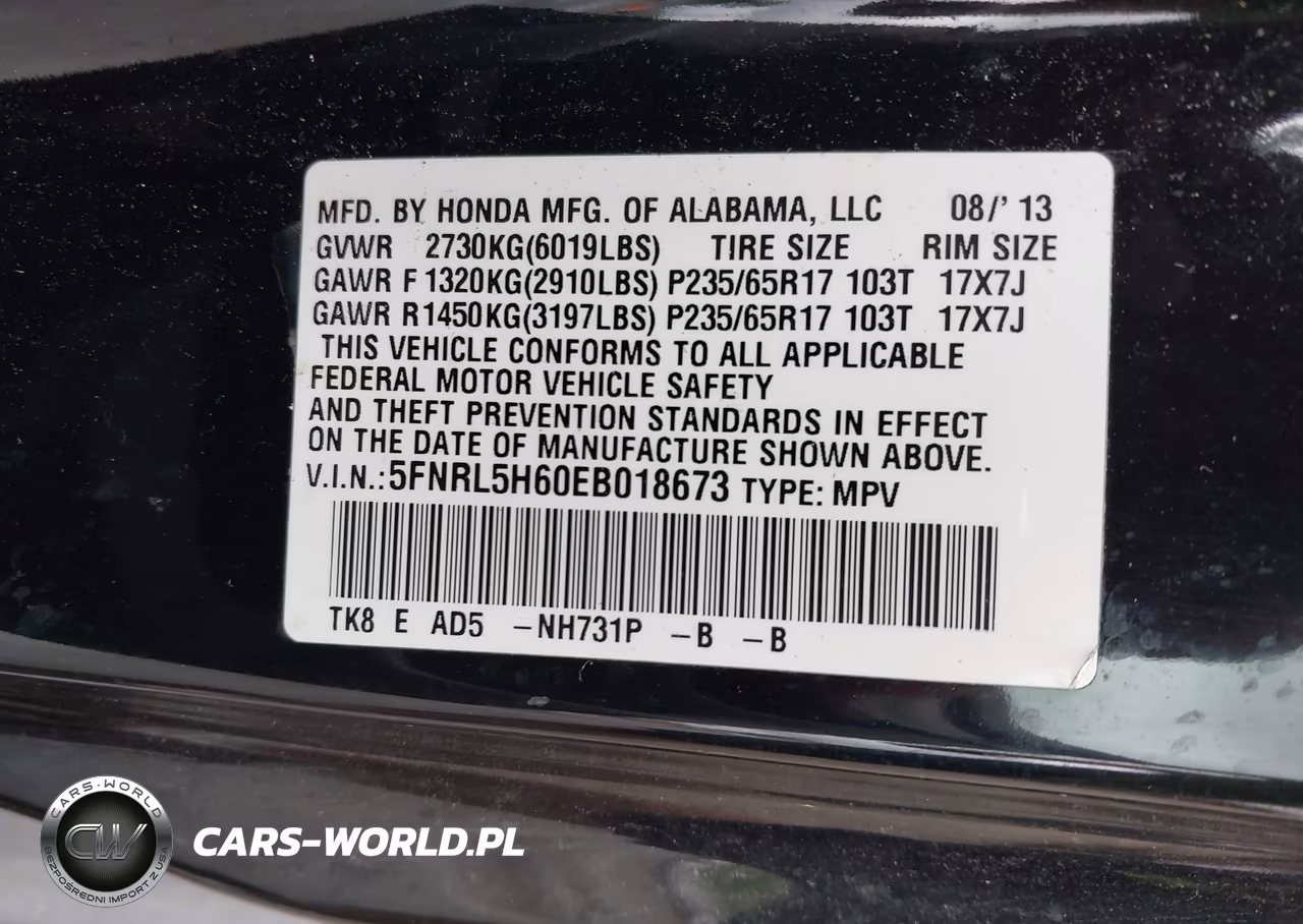 2014 Honda Odyssey Ex-L VIN:5FNRL5H60EB018673 - 9