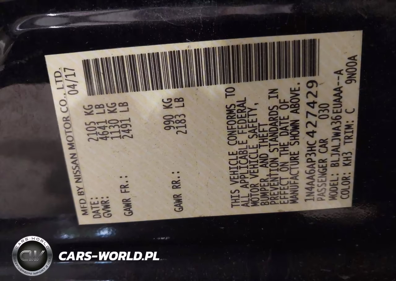 2017 Nissan Maxima 3.5 Sv VIN:1N4AA6AP3HC427429 - 9