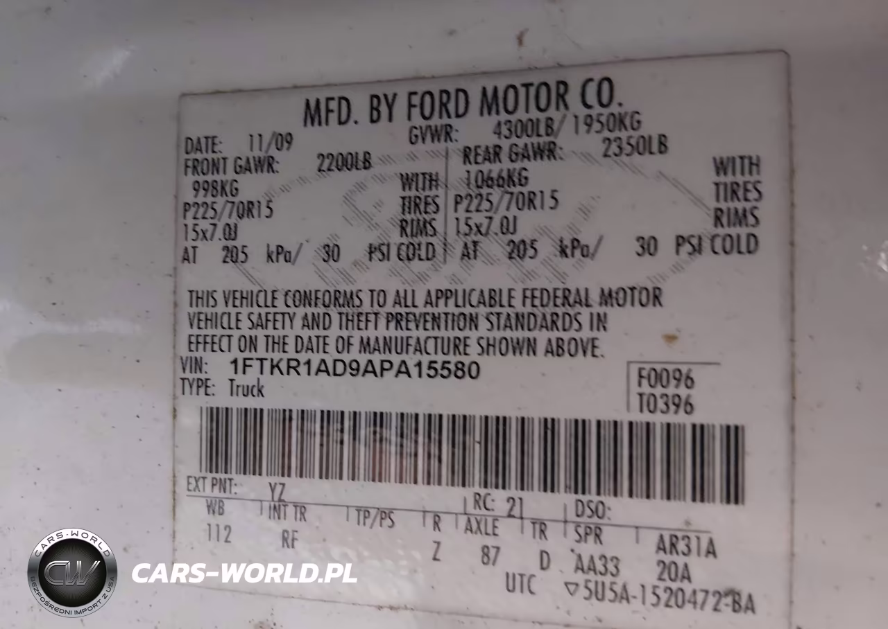 2010 Ford Ranger Xl-Xlt VIN:1FTKR1AD9APA15580 - 9