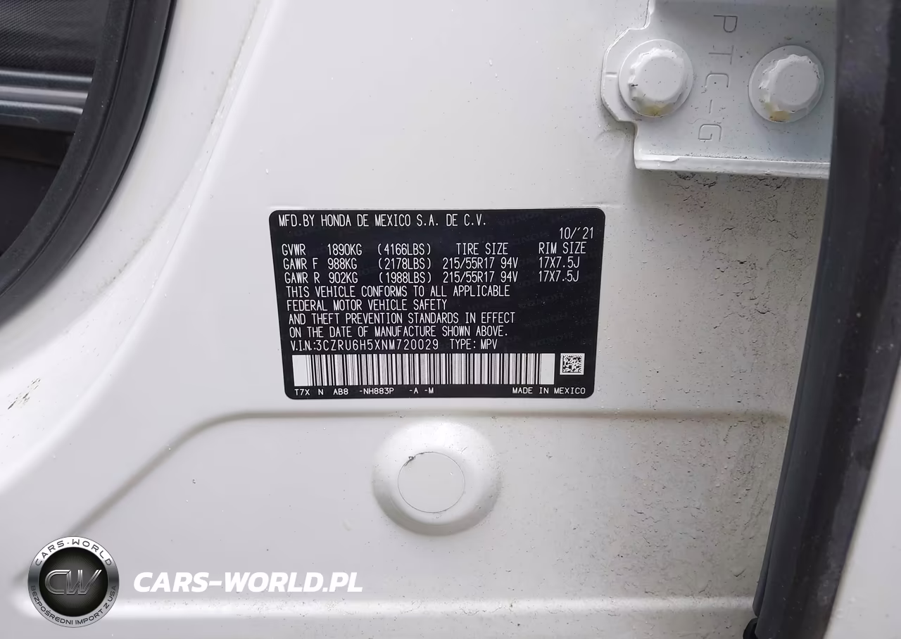 2022 Honda Hr-V Awd Ex VIN:3CZRU6H5XNM720029 - 9