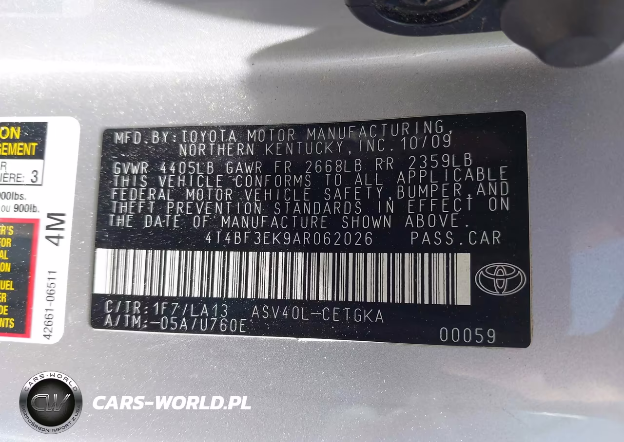 2010 Toyota Camry Xle VIN:4T4BF3EK9AR062026 - 9