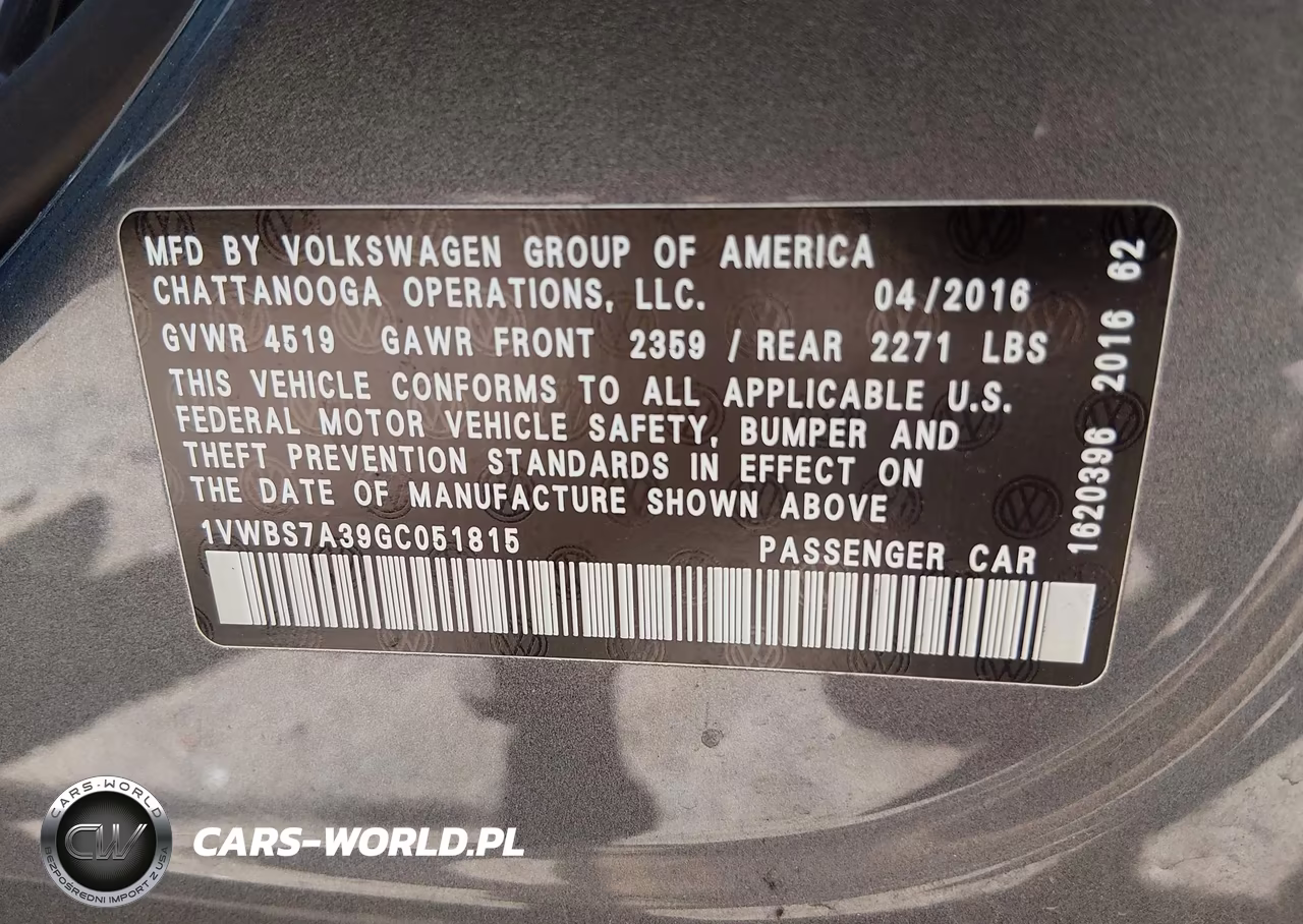 2016 Volkswagen Passat 1.8T Se VIN:1VWBS7A39GC051815 - 9