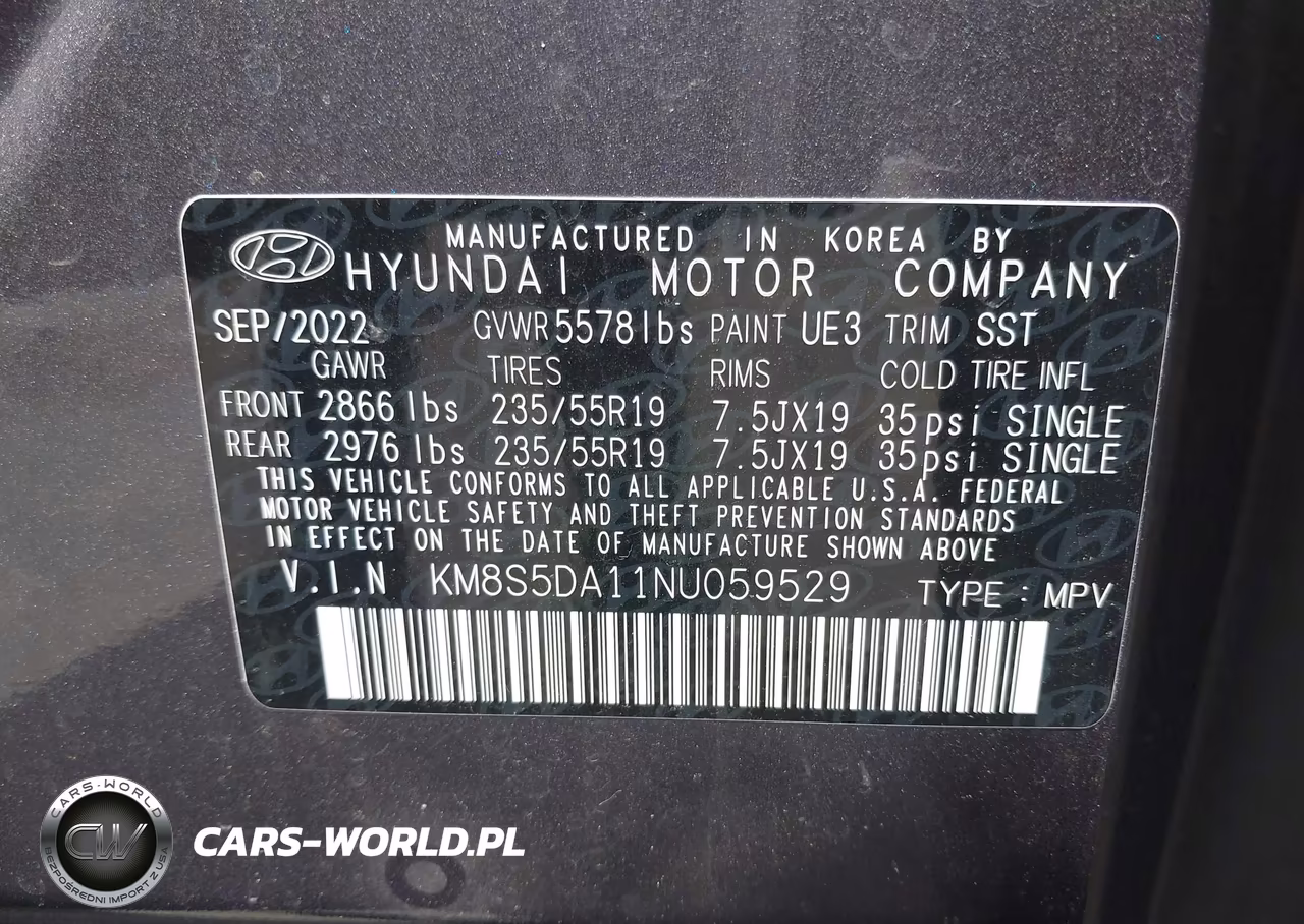 2022 Hyundai Santa Fe Hybrid Limited VIN:KM8S5DA11NU059529 - 9