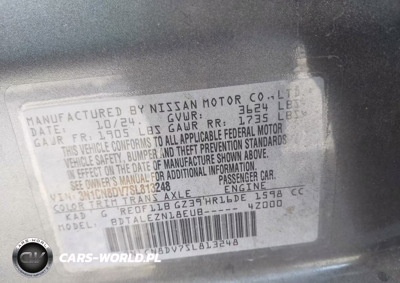 2025 Nissan Versa 1.6 S VIN:3N1CN8DV7SL813248 - 9