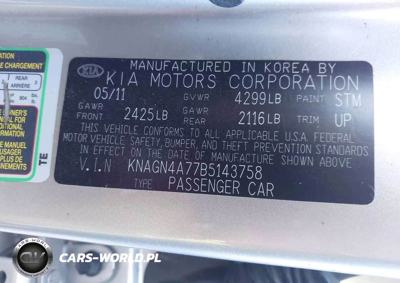 2011 Kia Optima Ex VIN:KNAGN4A77B5143758 - 9