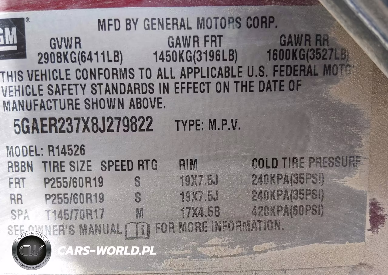 2008 Buick Enclave Cxl VIN:5GAER237X8J279822 - 9