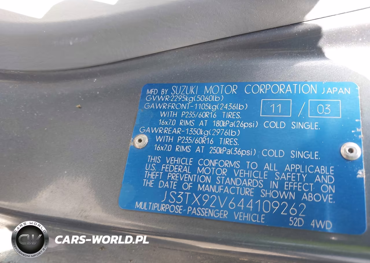 2004 Suzuki Xl-7 Ex-Lx VIN:JS3TX92V644109262 - 9