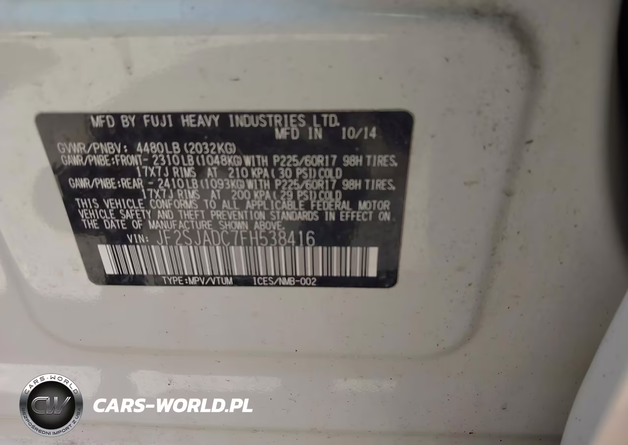 2015 Subaru Forester 2.5I Premium VIN:JF2SJADC7FH538416 - 9
