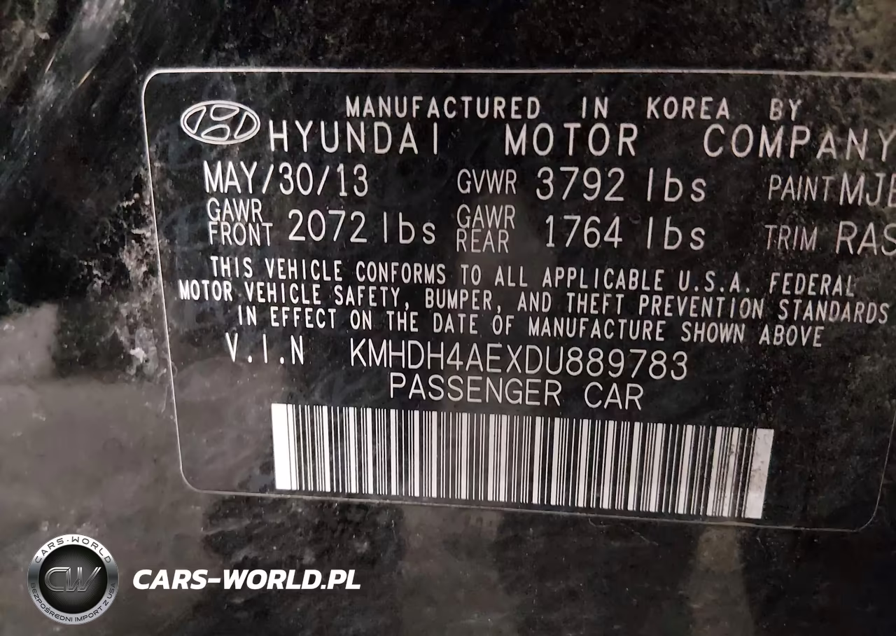 2013 Hyundai Elantra Gls VIN:KMHDH4AEXDU889783 - 9