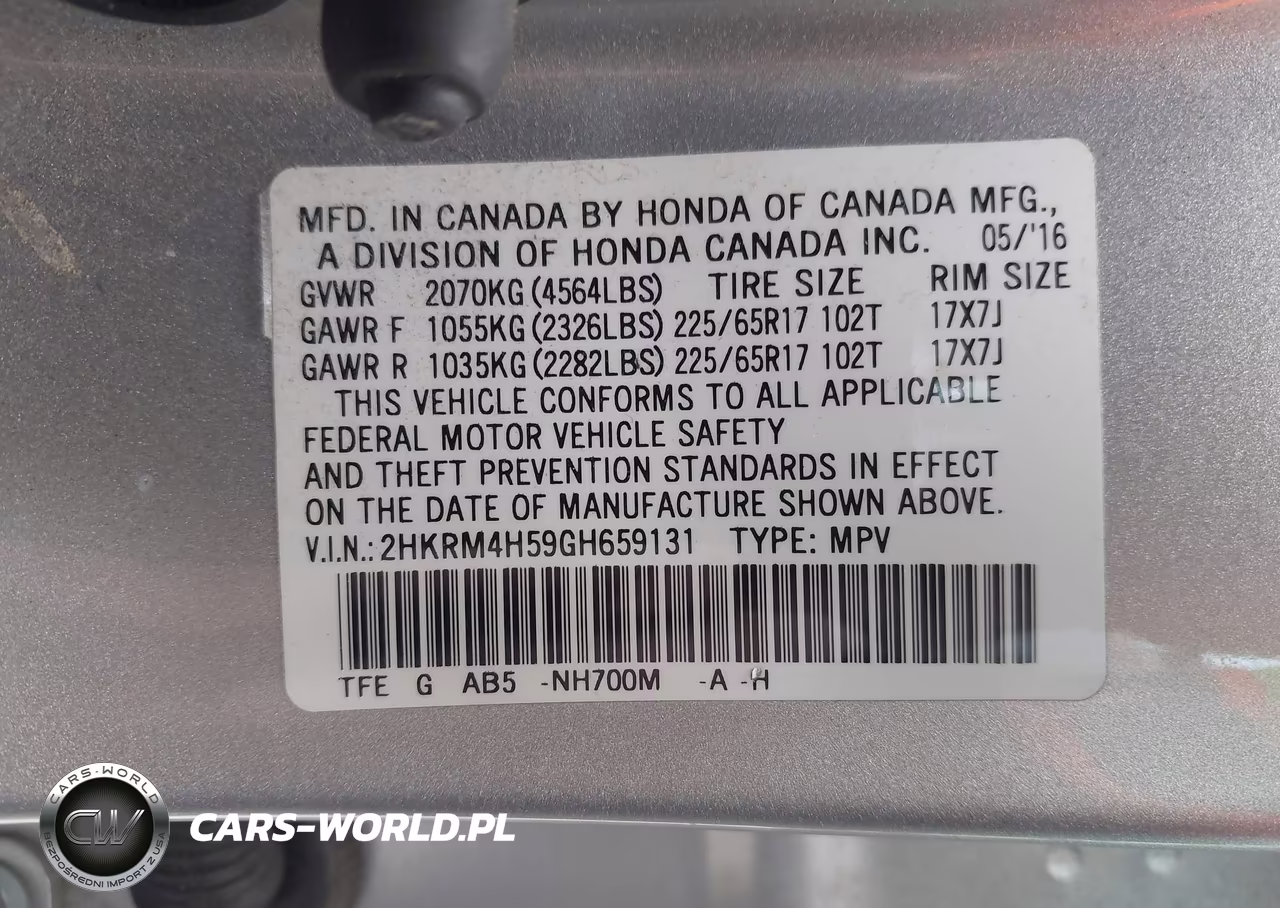 2016 Honda Cr-V Ex VIN:2HKRM4H59GH659131 - 9