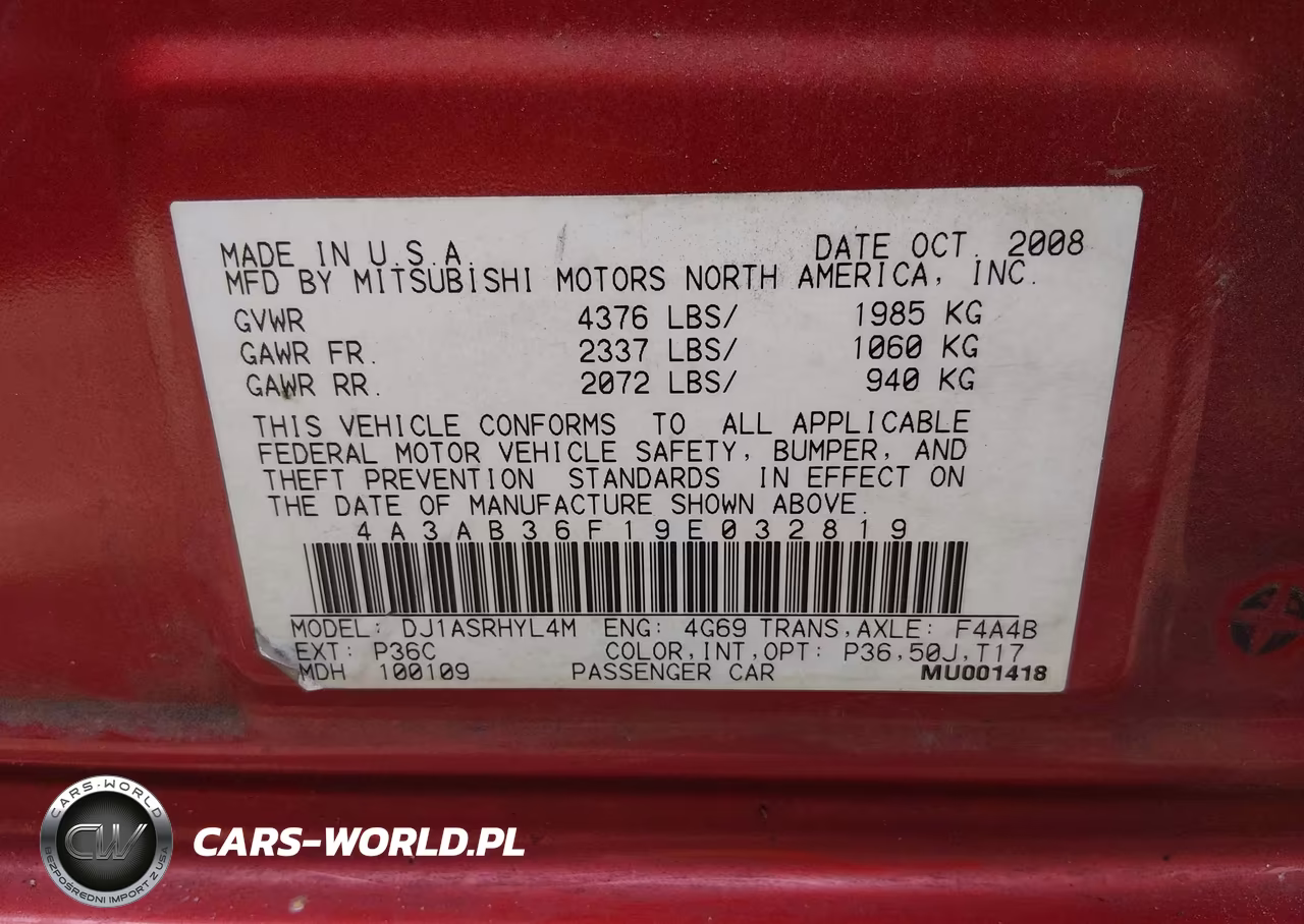 2009 Mitsubishi Galant Es-Sport Edition VIN:4A3AB36F19E032819 - 9