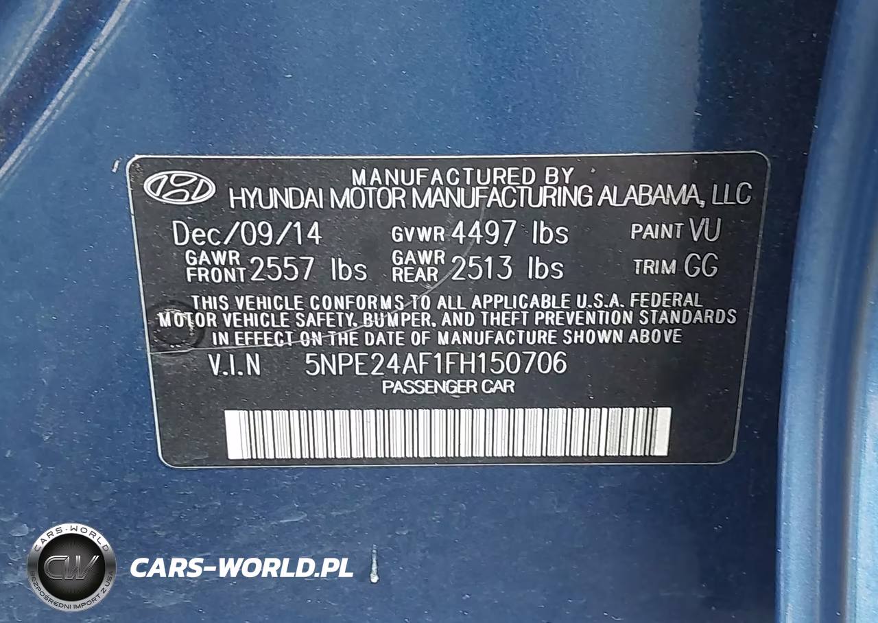 2015 Hyundai Sonata Se VIN:5NPE24AF1FH150706 - 9