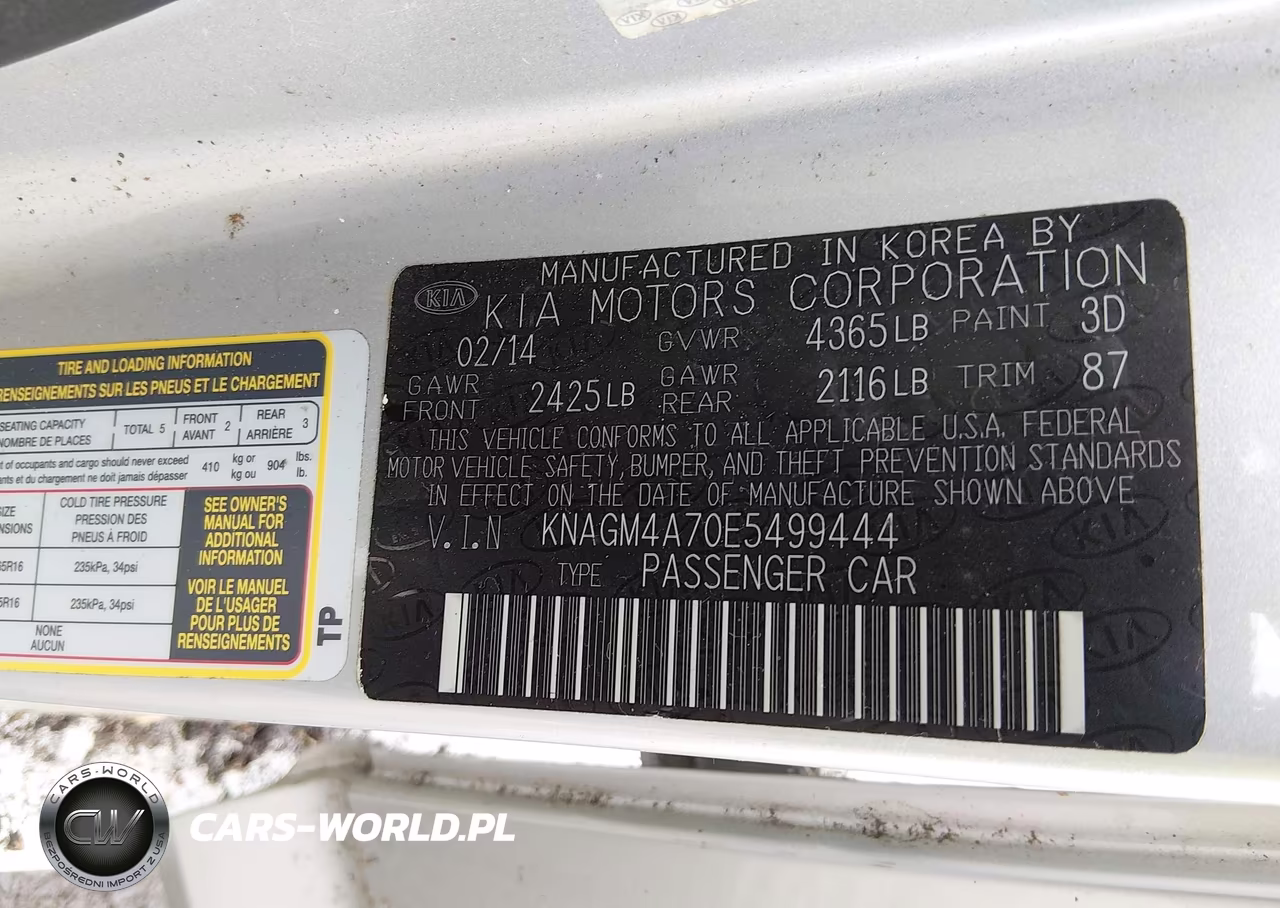 2014 Kia Optima Lx VIN:KNAGM4A70E5499444 - 9