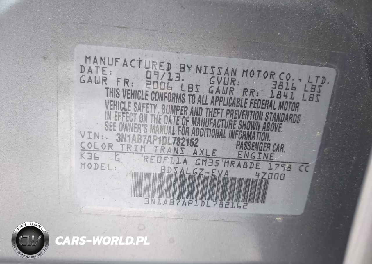 2013 Nissan Sentra Sl VIN:3N1AB7AP1DL782162 - 9