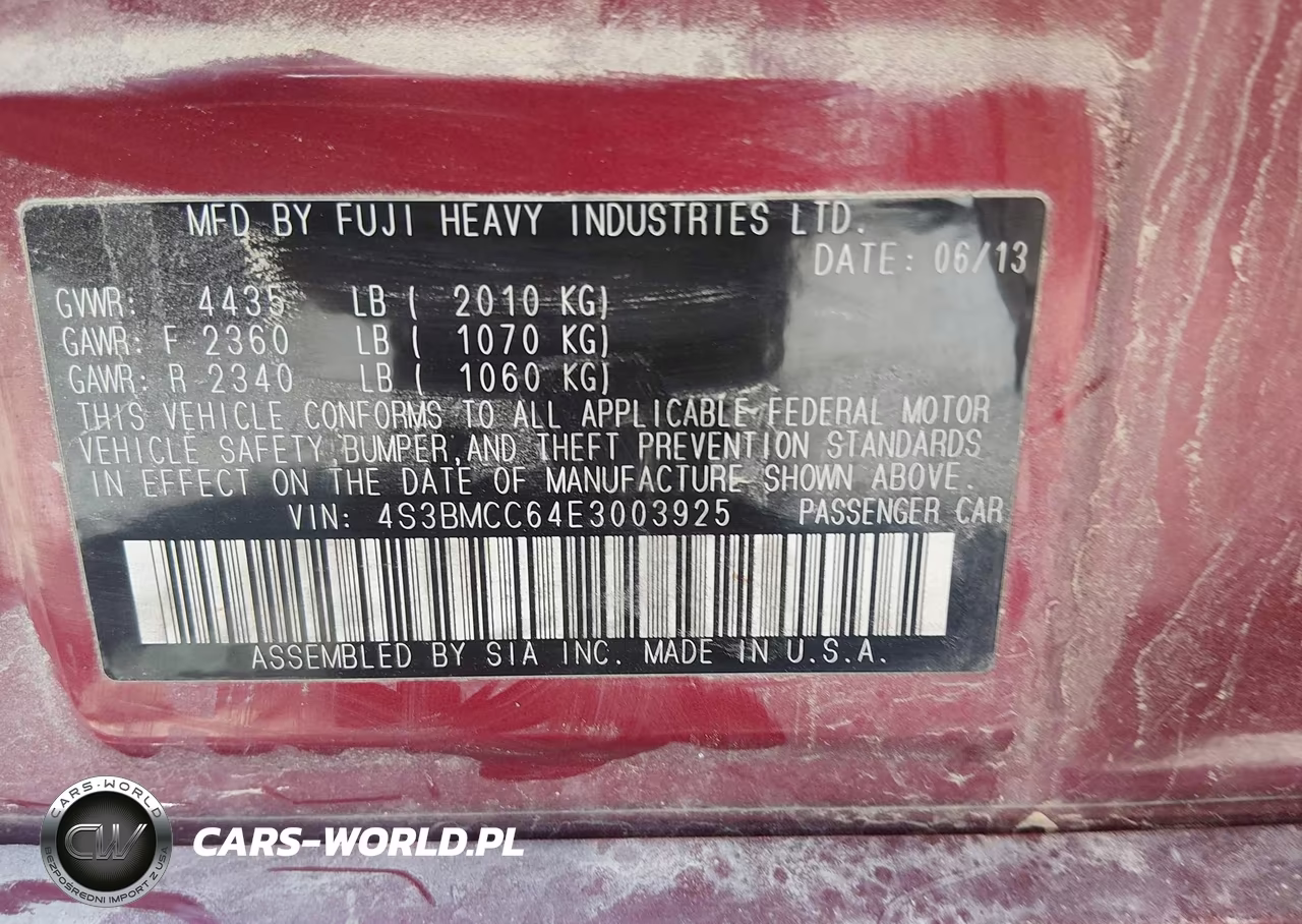2014 Subaru Legacy 2.5I Premium VIN:4S3BMCC64E3003925 - 9