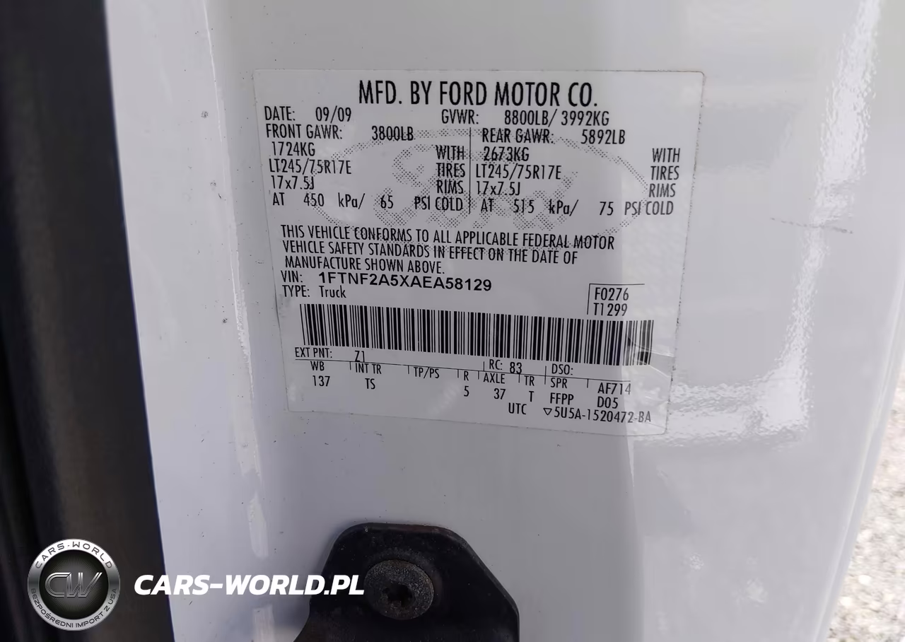 2010 Ford F-250 Xl-Xlt VIN:1FTNF2A5XAEA58129 - 9