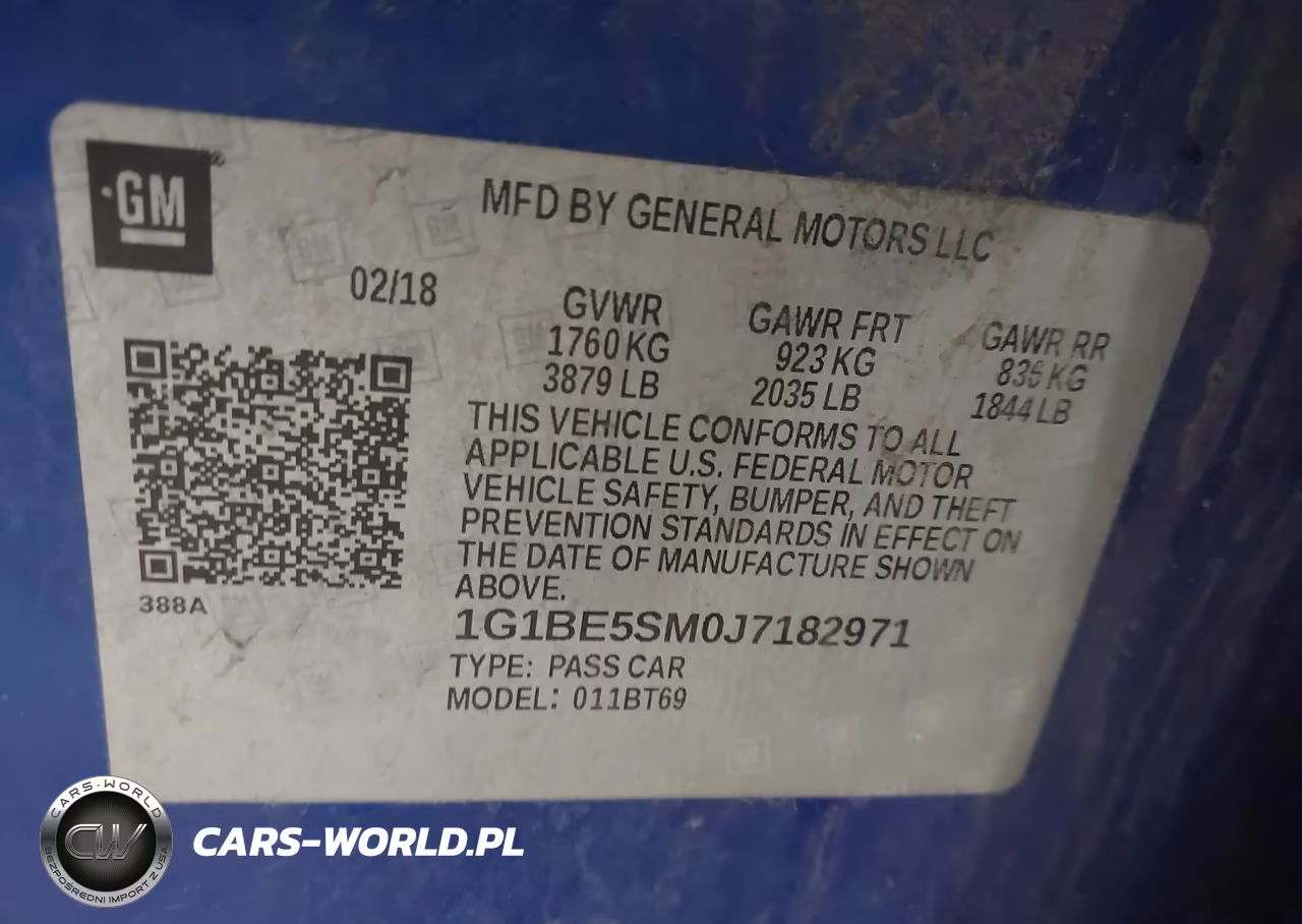 2018 Chevrolet Cruze Lt Auto VIN:1G1BE5SM0J7182971 - 9