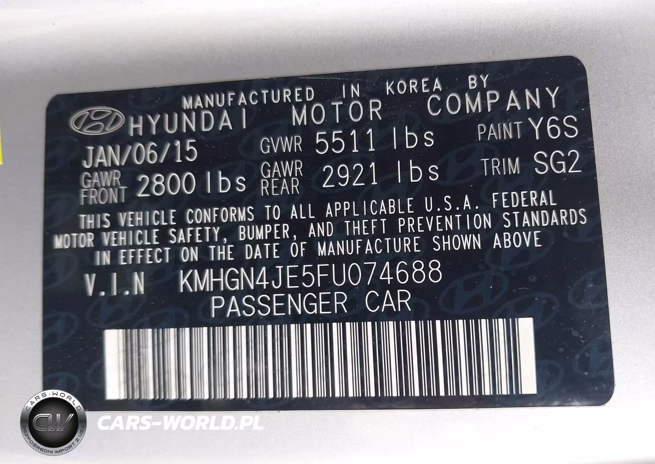 2015 Hyundai Genesis 3.8 VIN:KMHGN4JE5FU074688 - 9