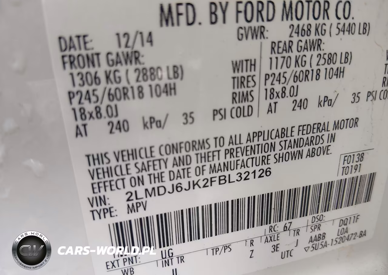 2015 Lincoln Mkx VIN:2LMDJ6JK2FBL32126 - 9