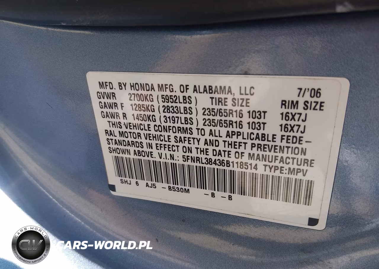 2006 Honda Odyssey Ex VIN:5FNRL38436B118514 - 9