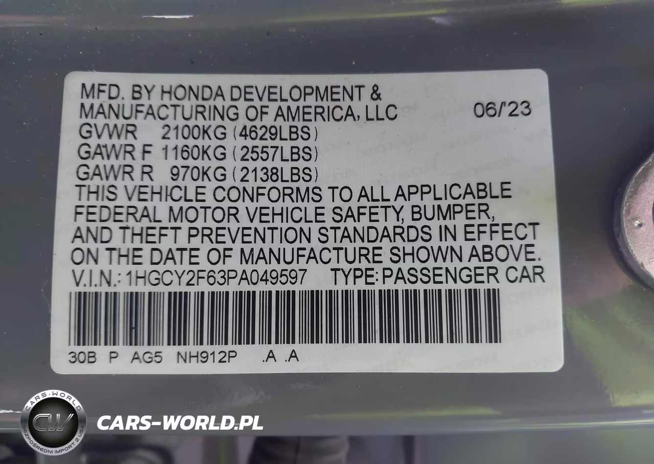 2023 Honda Accord Hybrid Ex-L VIN:1HGCY2F63PA049597 - 9